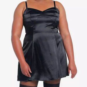PLUS SIZE 3 Social Collision Black Satin Slip Dress NWT